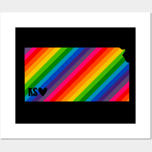 USA States: Kansas (rainbow) Posters and Art